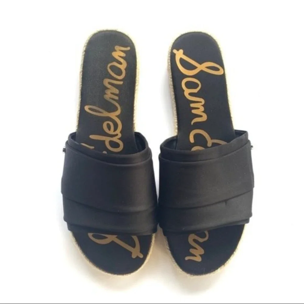 SAM EDELMAN shoes womens  Lars black satin espadrilles size 10